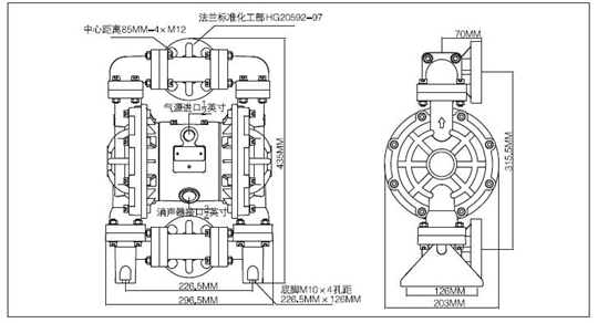 MK25塑料泵安装尺寸图