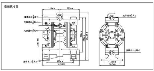 MK15/20塑料泵安装尺寸图