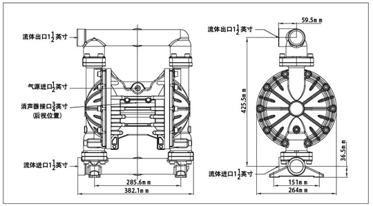 MK25金属泵安装尺寸图